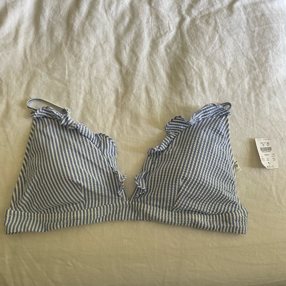 NWT J Crew Seersucker Bikini Top